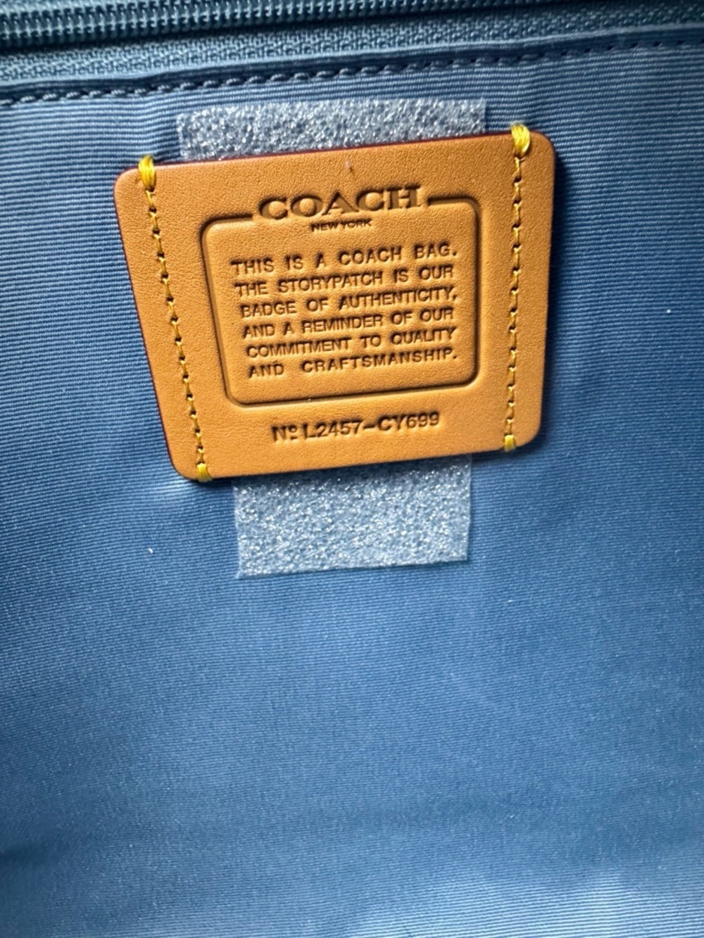 Coach Large Rowan Denim Signature Satchel Leather Trim Crossbody Strap - Picture 9 of 12